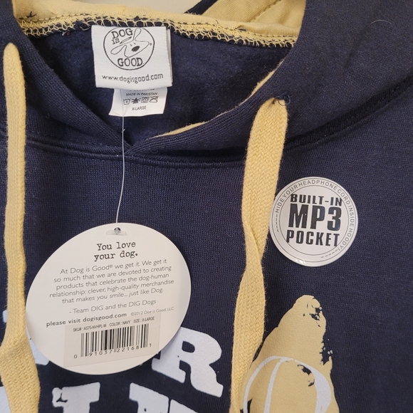 Dog Is Good Men's Graphic Hoodie Size XL Navy Blue "Never Walk Alone" NWT - Picture 6 of 9
